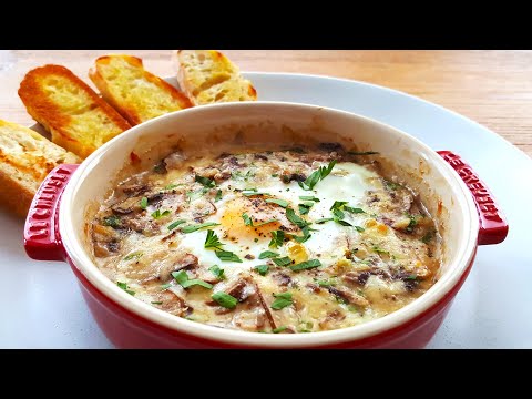 5-Minute Prep Creamy Mushroom Baked Eggs | Easiest Recipes