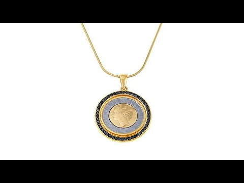Bellezza 500Lira Coin Black Spinel Bronze Flip Pendant w...