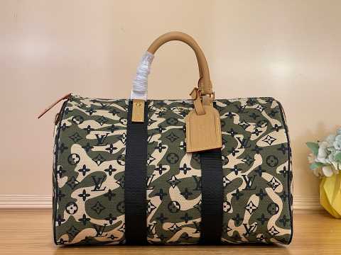 Louis Vuitton–Style Keepall Bandoulière 35 & 55 M95773 M95774 Camo Bag