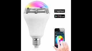 Głośnik Żarówka RGB LED E27 bluetooth Android, Apple