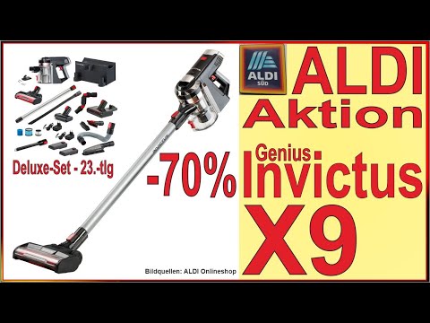 ALDI Aktion - Genius Invictus X9 DeLuxe Set 23-teilig - Akku Staubsauger Schnapper vom Discounter