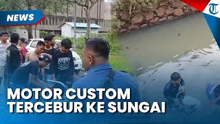 APES! MOTOR CUSTOM Tercebur di Sungai Bogor, Damkar Turun Tangan Bantu Evakuasi
