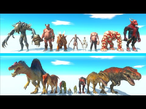 INFERNALS Team vs CARNIVORE DINOSAURS Team - Animal Revolt Battle Simulator ARBS