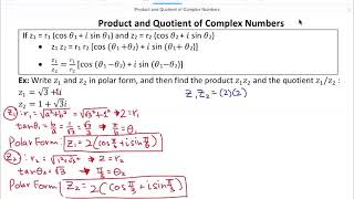 Product and Quotient of Complex Numbers