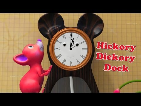 Hickory Dickory Dock Nursery Rhyme With Lyrics in 3D for Children