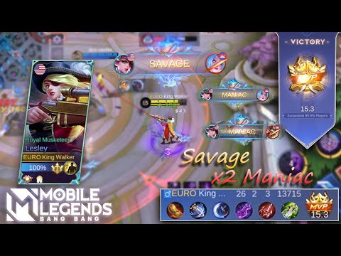 SAVAGE!! Lesley Savage X2 Maniac + 26 Kills | Perfect Savage - Mobile Legends