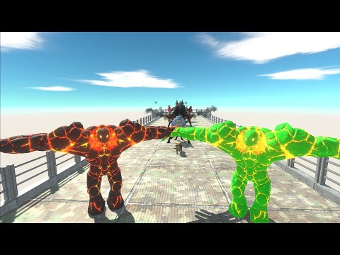 LAVABOY RED AND LAVABOY GREEN DEATH FALL  - Animal Revolt Battle Simulator