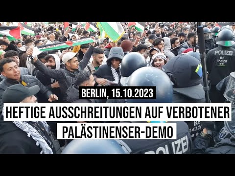 15.10.2023 Berlin Dokumentiert! Polizei nimmt 127 fest: Verbotene Palästinenser-Demo Potsdamer Platz