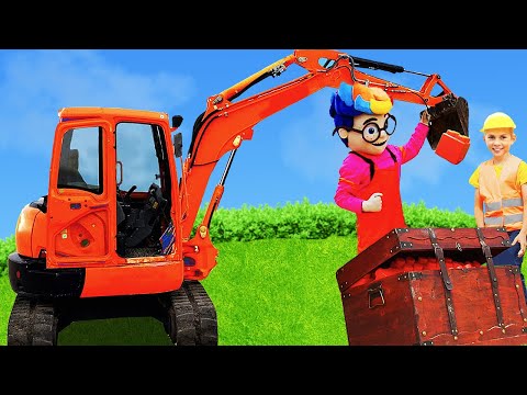 🚜🎁 Les enfants trouvent un trésor dans le sable avec une pelleteuse 🚦 Jouets pour enfants
