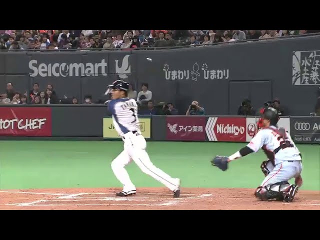 【7回裏】ファイターズ・田中賢 地元ファンの前で復帰後初ヒット!! 2015/3/3 F-G