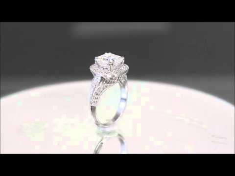 18k White Gold Asscher Cut Diamond Engagement Ring Etoile 2.85ctw H-VS2 EGL USA - KNR INC - 830