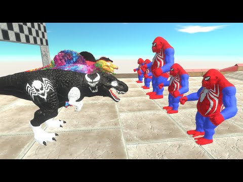 SUPER DINOSAURS SPEED RACE VS DEFENSE TEAMS BRIDGE DEATH RUN - Animal Revolt Battle Simulator