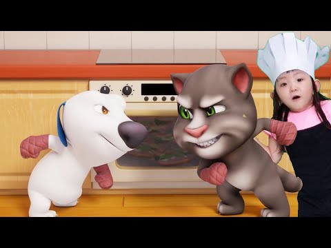 Talking Tom Shorts in REAL LIFE | Chef Tom Learns From Chef Kate Cooking Show Part 2 👨🏻‍🍳🍔