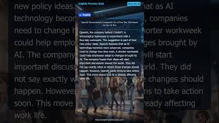 📰 OpenAI Recommends Companies Try a Four-Day Workweek for the AI Era | 英語ニュースで学ぶ英会話 2026/04/08