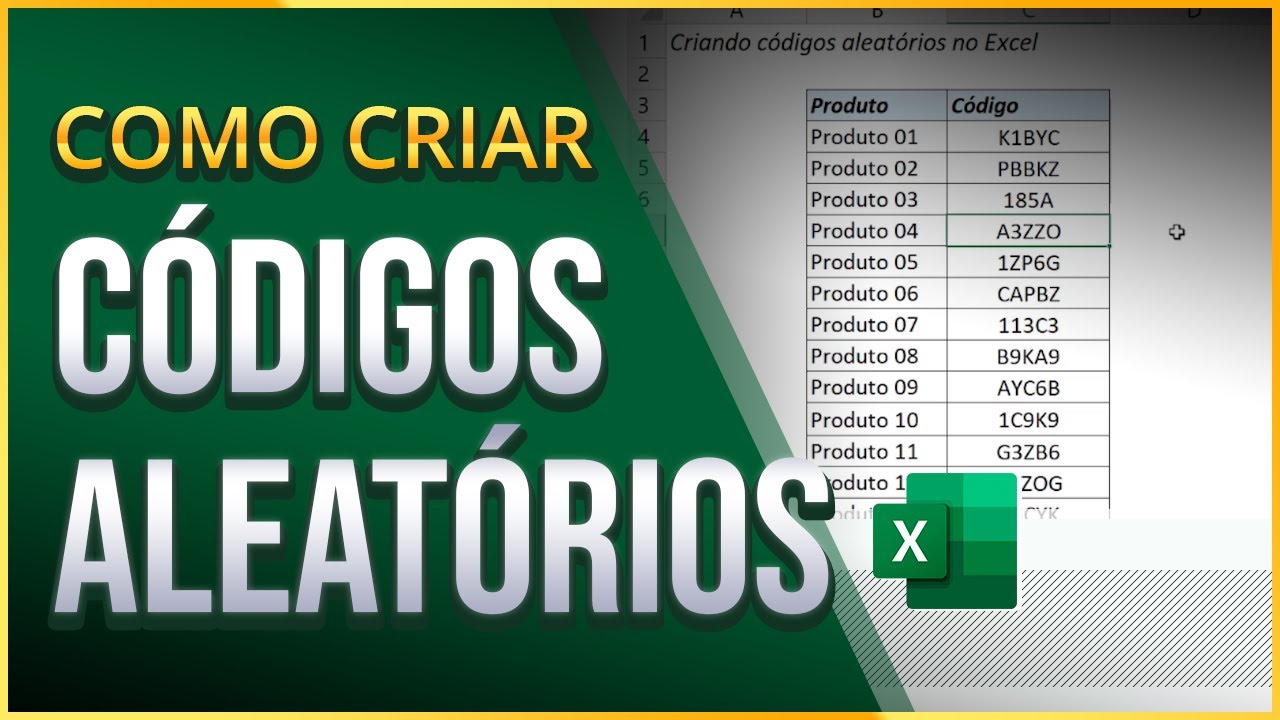 Como Gerar Códigos Aleatórios no Excel - Geração de Matrículas, IDs, Código de Produto (Muito Fácil)
