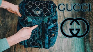 Gucci Blue Velvet Medium GG Backpack
