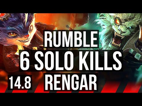 RUMBLE vs RENGAR (TOP) | 67% winrate, 6 solo kills, 9/2/7 | KR Master | 14.8