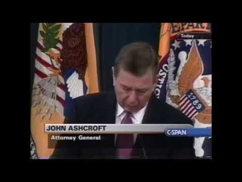 John Ashcroft Media Announcement Regarding the 9/11 Attacks (11-8-2001)