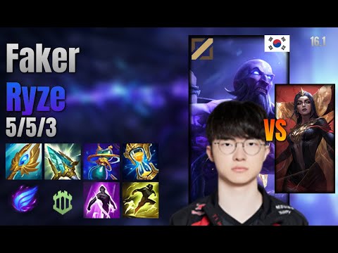 Faker Mid Ryze vs LeBlanc lol KR solo rank Full Game 16.1 | 페이커 라이즈 vs 르블랑