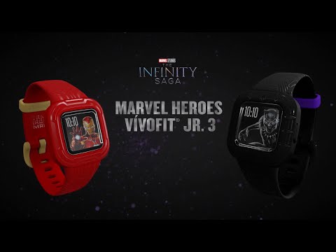 Išmanusis laikrodis vaikams Garmin vivofit Jr. 3, Marvel Black Panther, Juodos spalvos video
