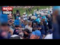 Patriots-Panthers brawl at football practice, injuring fan