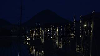 5月22日【びわ湖放送ニュース】守山市の水田が幻想的に　竹細工が紡ぎだす光の風景
