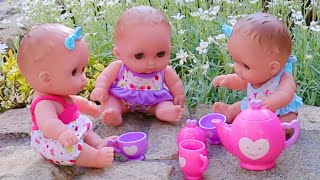 Unboxing, Play, Build and Play with Lil Cutesies  Small Baby Dolls : Tea Party, Playground