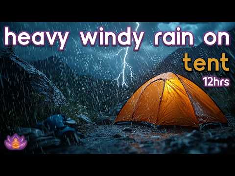[Black Screen] Heavy Windy Rain on Tent with Thunder | Camping in a Storm | Rain Sounds for Sleeping