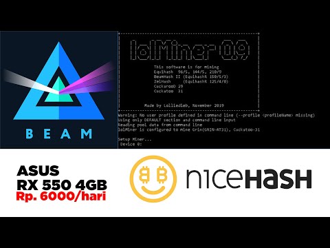 ASUS RX 550 4GB NICEHASH BEAM MINING Rp. 6000 ( $0.4) a day