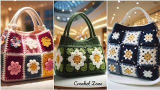 Crochet granny squares shoulder bag design ideas. Crochet bag design ideas. #crochet #diy #bag 