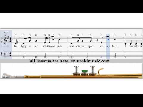 Taylor Swift - Blank Space - How To Play Trumpet - Sheet Music Fingering Sample Key