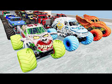 The Biggest Monster Truck Race - Long Jumps and Satisfying Crashes