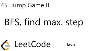 YouTube video 'LeetCode 45 | Jump Game II | BFS | Java'