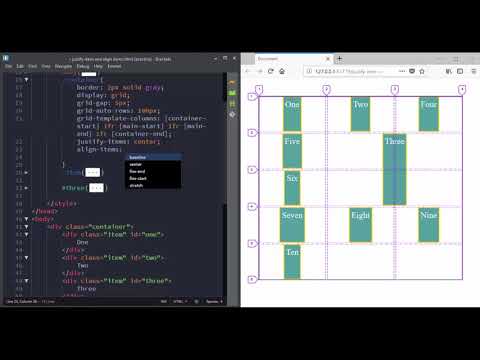 The justify-items and align-items properties with CSS Grid layout