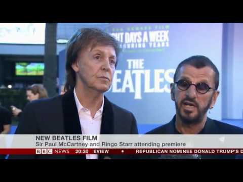 The Beatles together again Sir Paul & Ringo attend a new Premiere about the Fab 4 in London