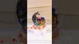 聖誕保鮮花漸變燈水晶球款PF089作品