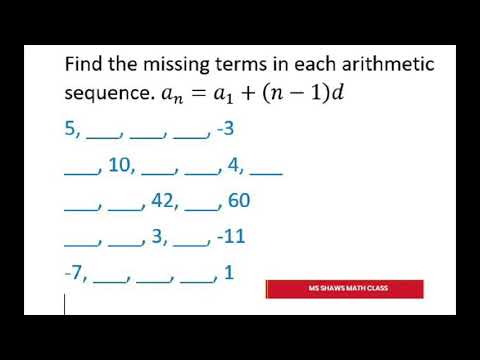 Find The Missing Terms Of Each Arithmetic Sequence. Arithmetic Mean