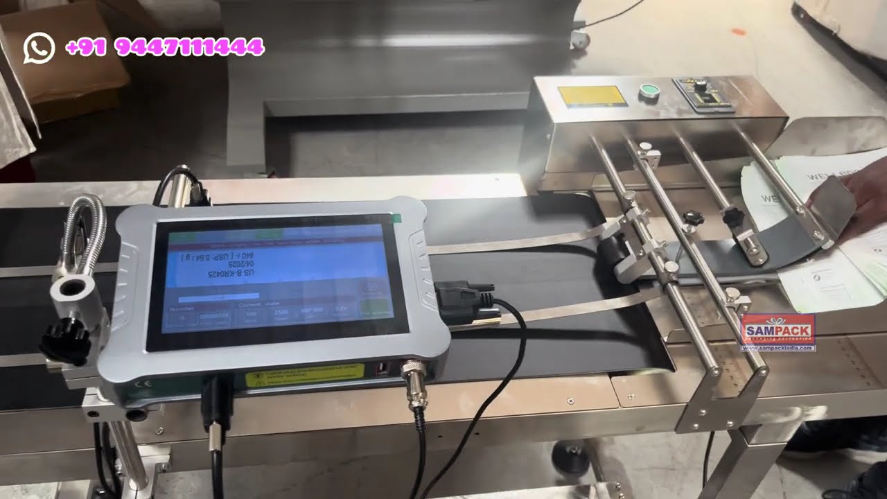 Automatic MRP Batch Coding Machine with Stacker Conveyor – Efficient and Precise Coding Solution