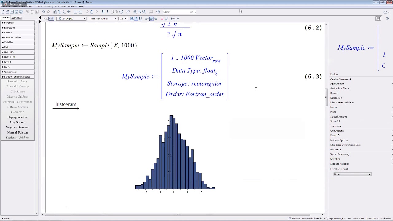 Teaching Statistics with Maple