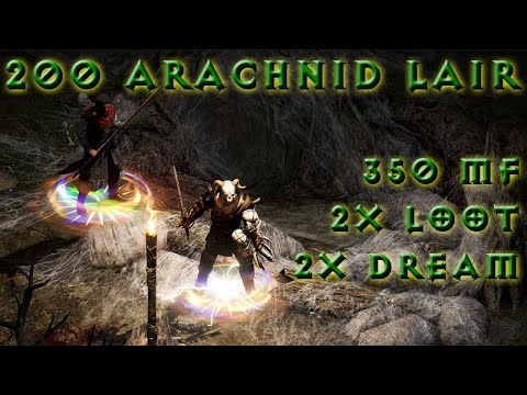 FAST 200 Arachnid Lair Runs / Double Dream & Loot Barbarien 350 MF / Diablo 2 Resurrected - B.net