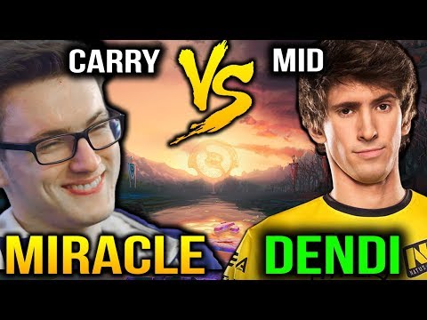 MIRACLE vs DENDI - STAR CARRY vs LEGEND MID PLAYER Dota 2