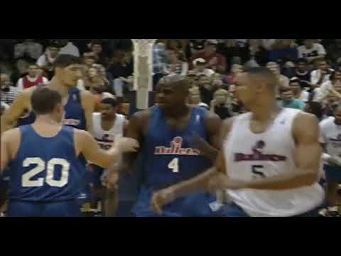 Chris Webber (age 22) and rookie Rasheed Wallace (21) at Washington Bullets training camp (1995)