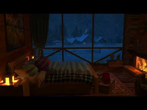 Somn Adanc Cu Sunete De Viscol Si Șemineu ,Ambianță Plăcută Confortabila De Iarnă.