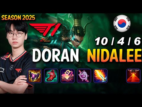 T1 Doran NIDALEE vs LEE SIN Jungle - Patch 25.12 KR Ranked | lolrec