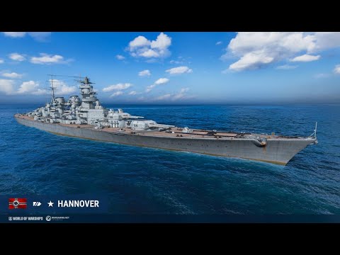 German Super-battleship Hannover - Showcasing with Upgrades and Commander Skills (World of Warships)