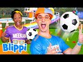 TRICK SHOT CHALLENGE Blippi Vs Meekah More Soccer Moments