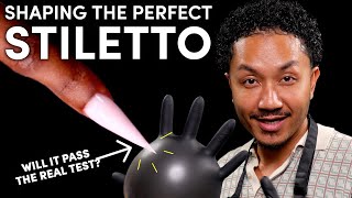 HOW TO SHAPE A STILETTO | Acrylic Stiletto Application &amp; Shaping | Chaun Legend Pro Nails
