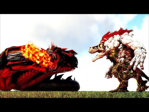 DEMONIC DRAGON (DRAGON ARK BOSSES) VS VALST THE FALSE TITAN (ARK SURVIVAL EVOLVED BATTLE)