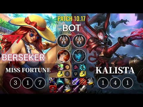 T1 Berseker Miss Fortune vs Kalista Bot - KR Patch 10.17