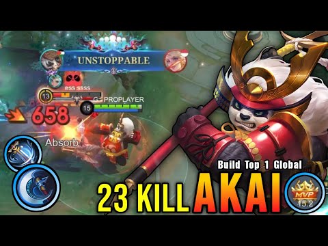 23 Kills!! Powerful Offlane Akai MVP 15.2 Points!! - Build Top 1 Global Akai ~ MLBB